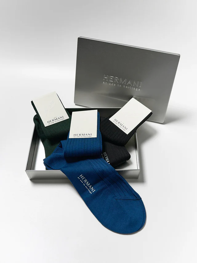 Gift Box: Egyptian Cotton Mid-Calf - Verdone, Nero, Blu