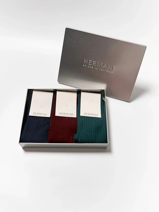 Merino Mid-Calf Gift Box - Bosco, Navy, Bordeaux